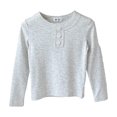thumbnail image 1 of Vdoaml Girls Henley Long Sleeve Shirt Kids Button Crew Neck Top Children Slim Fit Basic Pullover Daily Wear 2-3 Years Grey, 1 of 4