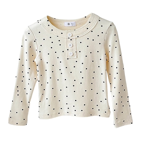 Vdoaml Girls Henley Long Sleeve Shirt Kids Button Crew Neck Top Children Slim Fit Basic Pullover Daily Wear 3-4 Years OTHER