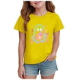 thumbnail image 1 of Vdoaml Girls Neon Ghost Halloween Graphic T-Shirt Kids Crew Neck Short Sleeve Tee Children Cute Summer Casual Top 2-3 Years Yellow, 1 of 5