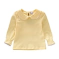 thumbnail image 1 of Vdoaml Girls Peter Pan Collar Long Sleeve Top Kids Back Keyhole Opening Shirt Children Sweet Casual Blouse 5-6 Years Yellow, 1 of 4