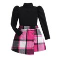 thumbnail image 1 of Vdoaml Girls Puff Sleeve Turtleneck Top Skort Set Kids Fall Winter 2 Piece Outfit Children Casual Dressy Clothing 4-5 Years Black, 1 of 5