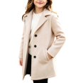 thumbnail image 1 of Vdoaml Girls Wool Blend Coat Kids Notch Lapel Mid Length Overcoat Children Fall Winter Warm Outerwear 10-11 Years Beige, 1 of 4