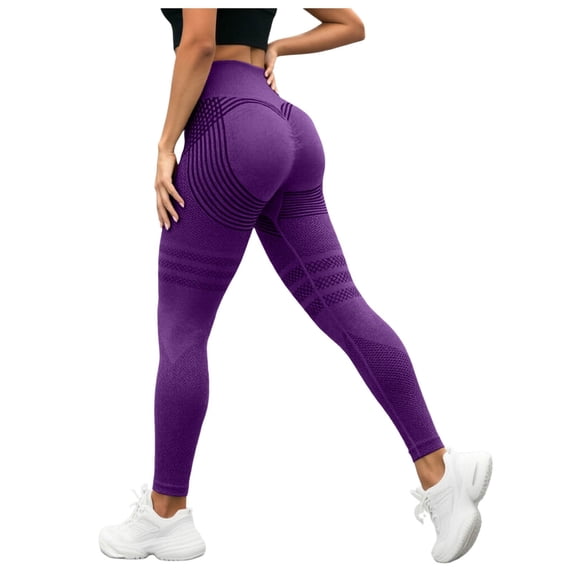 Vdoaml High Waist Leggings for Women Seamless Compression Tights Ladies Stretch Tummy Control Yoga Pants XL Purple