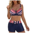 thumbnail image 1 of Vdoaml High Waisted Bikini Sets for Women V Neck Top Board Shorts 2 Piece Swimsuit Ladies Athletic Bathing Suit M Dark Blue, 1 of 5