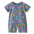 thumbnail image 1 of Vdoaml Newborn Short Sleeve Jumpsuit Baby Boy Full Snap Front Romper Infants Summer Cute Printed Bodysuits 6-12 Months Navy, 1 of 4