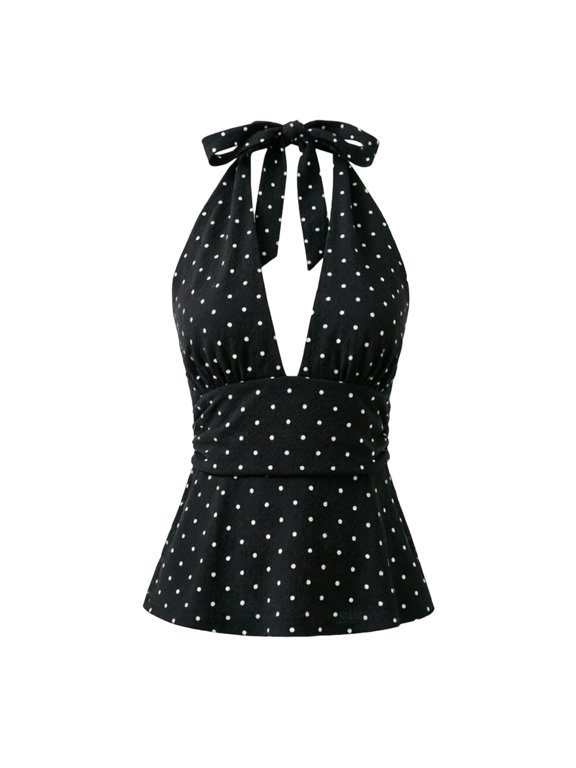 Summer Clothes for Women Halter V Neck Tank Top Ladies Wrap Waist Cami Tops Womens Sleeveless Slim Fit Tanks S Dark Gray