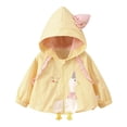 thumbnail image 1 of Vdoaml Toddler Girls Hooded Windbreaker Jacket Kids Cute Duck Embroidery Zip Up Outerwear Children Long Sleeve Coat 12-18 Months Yellow, 1 of 5