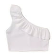 thumbnail image 1 of Vdoaml Toddler One Shoulder Crop Tank Top Little Girls Slim Fit Sleeveless Blouse Kids Summer Stretchy Camisole 4-5 Years White, 1 of 4
