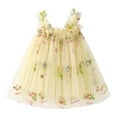 thumbnail image 1 of Vdoaml Toddler Sleeveless Princess Dress Little Girls Spaghetti Strap Tulle Sundress Kids Floral Flowy Skirt 18-24 Months Yellow, 1 of 4