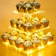 Vdomus 3 Tier Acrylic Cupcake Stand with LED Lights Perfect Cupcake