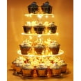 Vdomus Acrylic 4 Tier Cupcake Stand with LED Lights Cupcake Tower and