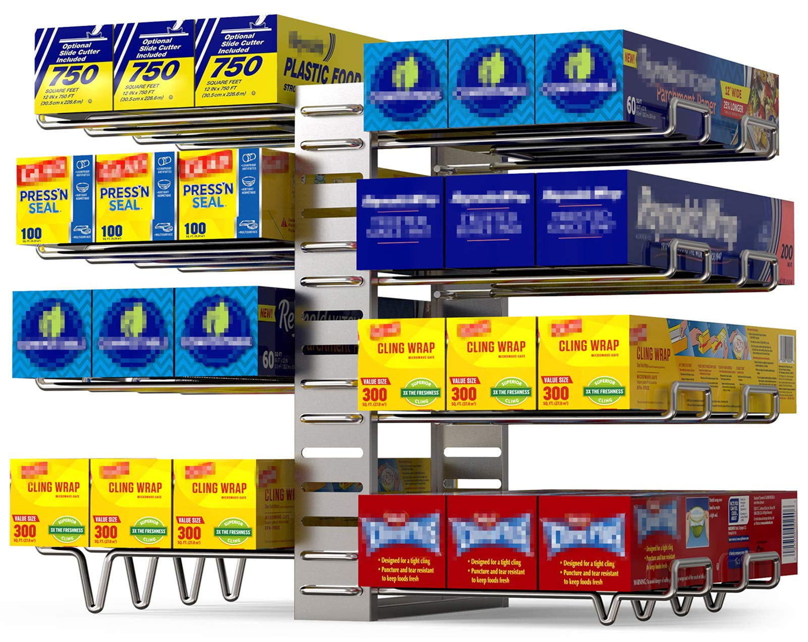 Vdomus Adjustable Kitchen Wrap Organizer Store Tin Foil, Sandwich Bags