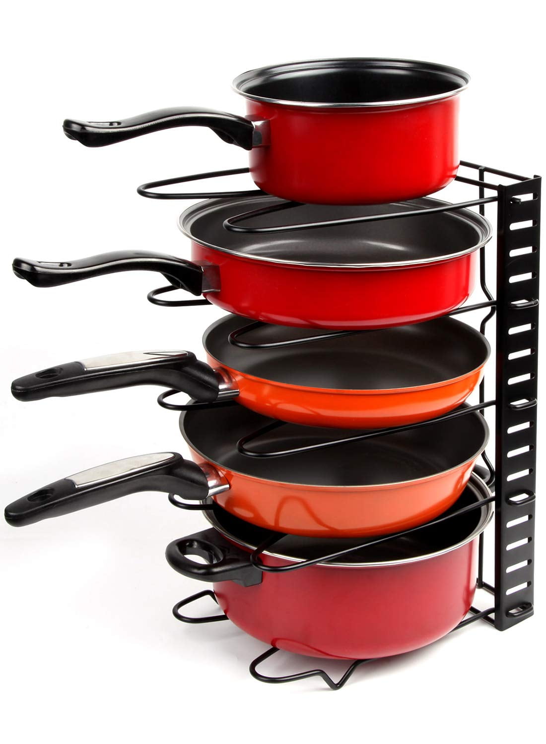 Adjustable Black Metal Under Cabinet Pots and Pans Rack