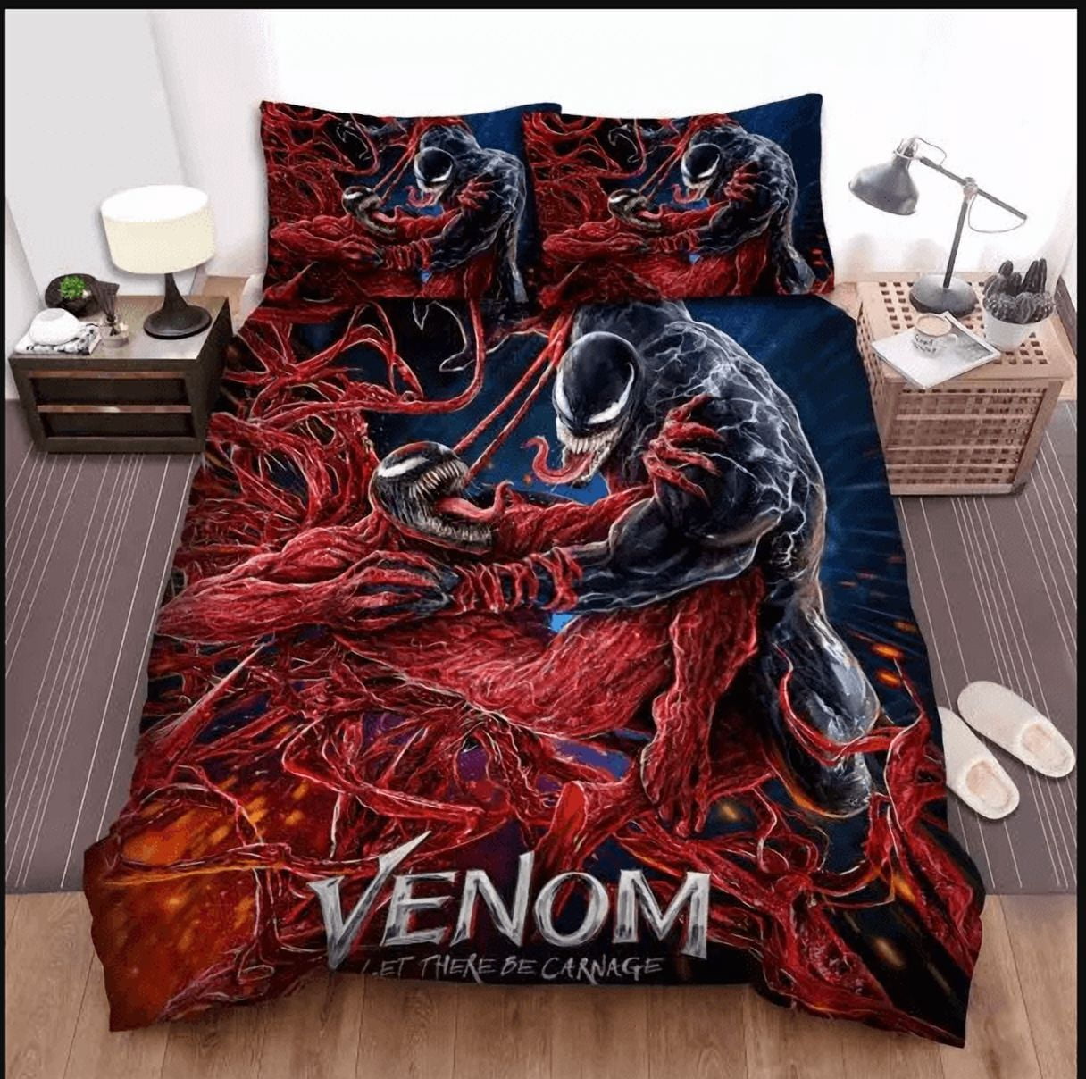 Ve-nom  Duvet Cover Comforter Ve-nom Bedding with Zipper Closure,1 Duvet Cover with 2 Pillowcases