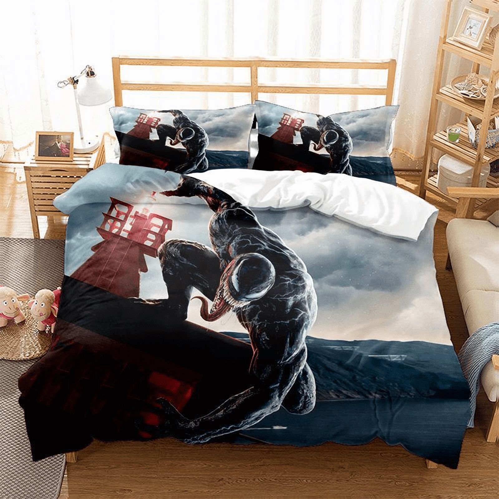 Ve-nom  Duvet Cover Comforter Ve-nom Bedding with Zipper Closure,1 Duvet Cover with 2 Pillowcases