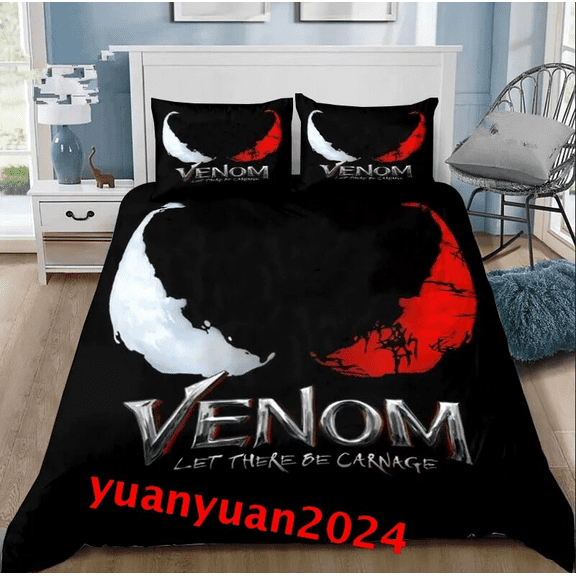 Ve-nom  Duvet Cover Comforter Ve-nom Bedding with Zipper Closure,1 Duvet Cover with 2 Pillowcases