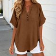 thumbnail image 1 of Seasonal Button Front Solid Pocket Tee For Short Sleeve Casual Top, 1 of 4