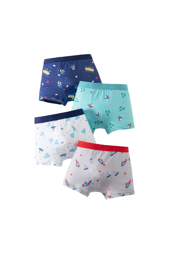 4pcs Boys Underwear Box Briefs, Silky Soft Fabric Boxer Briefs for Boys, Moisture-wicking, Breathable Boxer Brief Underwear Set(Multicolor1/7-8 Years)