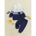 thumbnail image 1 of VeFlora Baby Toddler Boy Fall Outfit Contrast Color Long Sleeve & Short Sleeve Hooded Sweatshirt and Elastic Pants 2 Piece Clothes Set, 1 of 9