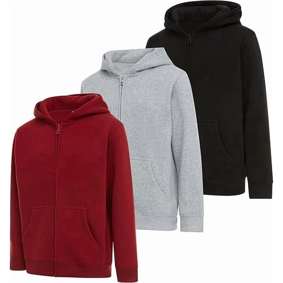 VeFlora Boys 3 pack zip up hoodie Fleece long sleeve essentials hoodie for boys Athletic Kids Clothes Size