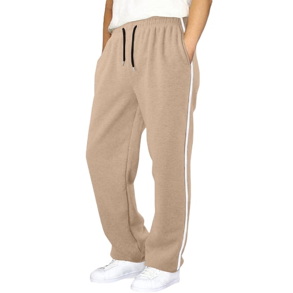 VeFlora Boys Sweatpants Wide Leg Baggy Drawstring Elastic Waist Athletic Open Bottom Joggers with Pockets(Khaki#01/9-10 Years)