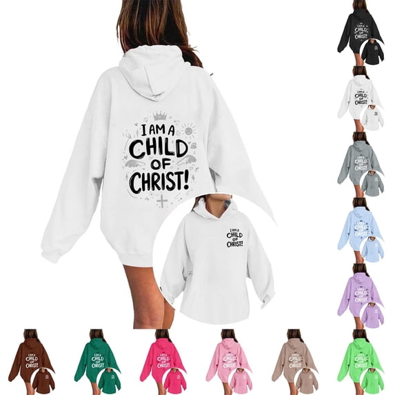 VeFlora Christian Jesus Hoodies for Girl, Long Sleeve Sweatshirt, Oversized Preppy Bible Verse Faith Graphic Sweatshirts(White/3-4 Years)