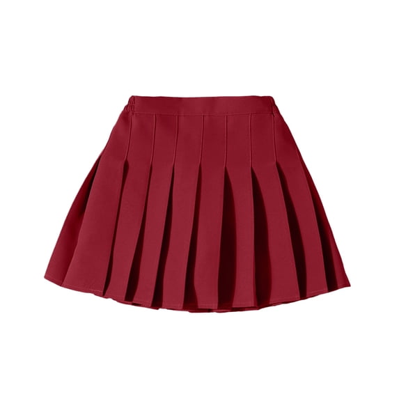 VeFlora Girls Pleated School Skirt Knee Length A Line High Waist Uniform Skirt Classic Midi Skater Skirt for Students Back to School Outfit for Casual Daily Wear(Wine/4-5 Years)