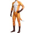 thumbnail image 1 of VeFlora Halloween Men's Bodysuit Muscle Animal Printed, Halloween Animal Cosplay Skinny Catsuit Fullbody Jumpsuit Costumes With Tail(Yellow/M), 1 of 3