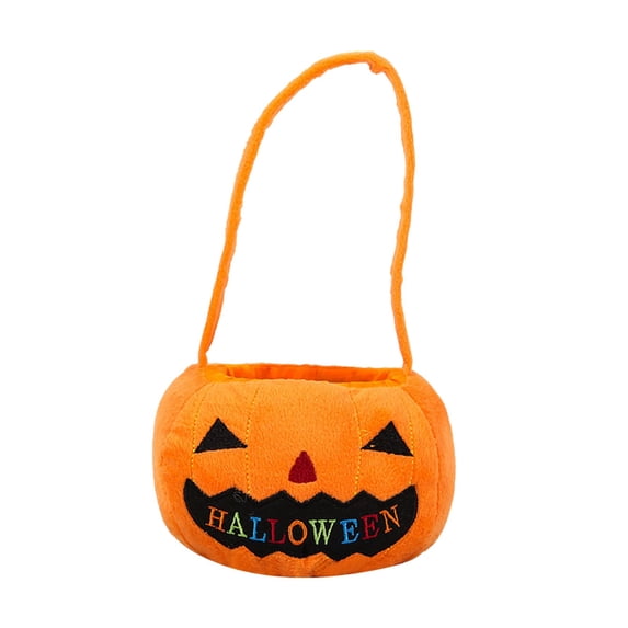 VeFlora Halloween Pumpkin Handbags Pastel Small Pumpkin Basket Trick or Treat Buckets Goodie Candy Gift Bags with Handle for Halloween Exchange Supplies(Orange/One Size)