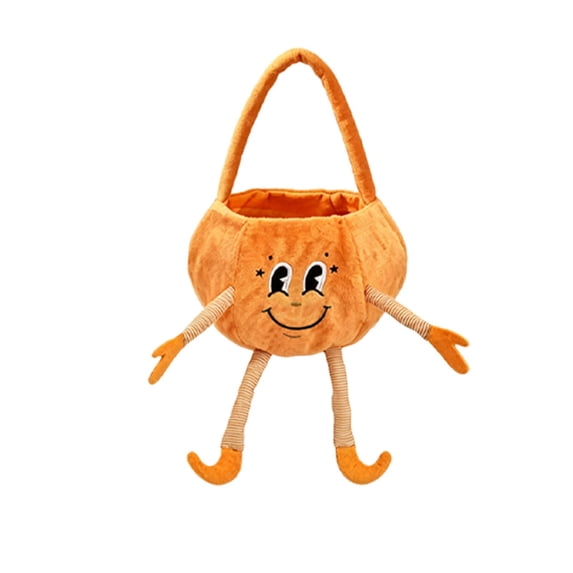 VeFlora Halloween Pumpkin Handbags Pastel Small Pumpkin Basket Trick or Treat Buckets Goodie Candy Gift Bags with Handle for Halloween Exchange Supplies(Orange2/One Size)