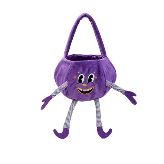 VeFlora Halloween Pumpkin Handbags Pastel Small Pumpkin Basket Trick or Treat Buckets Goodie Candy Gift Bags with Handle for Halloween Exchange Supplies(Purple/One Size)