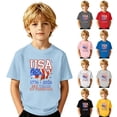 thumbnail image 1 of VeFlora Kids 250th Anniversary Patriotic T-Shirt, Boys & Girls Soft Short Sleeve Independence Day Tee, 4th of July Casual Summer Top for Teens(Light Blue/1-2 Years), 1 of 4