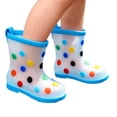 thumbnail image 1 of VeFlora Kids Polka Dot Rain Boots, Girls Waterproof Wellies, Non- Rubber Boots for Puddle Jumping, Outdoor Play & All-Weather Use(Light Blue/5-5.5 Years), 1 of 6