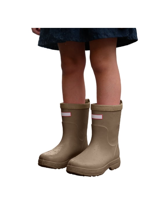 Kids Rainboots Toddler Rubber Rain Cartoon Rain Shoes Outdoor Non Drawstring Water Shoes for Boys Girls(Coffee/10.5-11 Little Child)