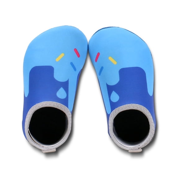 VeFlora Kids Water Shoes, Girls Cute Ice Cream Print Quick-Dry Swim Shoes, Non- Barefoot Aqua Socks for Beach, Pool, and Outdoor Activities(BU2/2.5-3Yeras)
