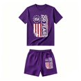 thumbnail image 1 of VeFlora Men's 250 Years USA 2 Piece Outfit Set, Patriotic Graphic T-Shirt + Drawstring Shorts, 4th of July Summer Casual Wear for Daily, Vacation & Party(Purple/XXXL), 1 of 4