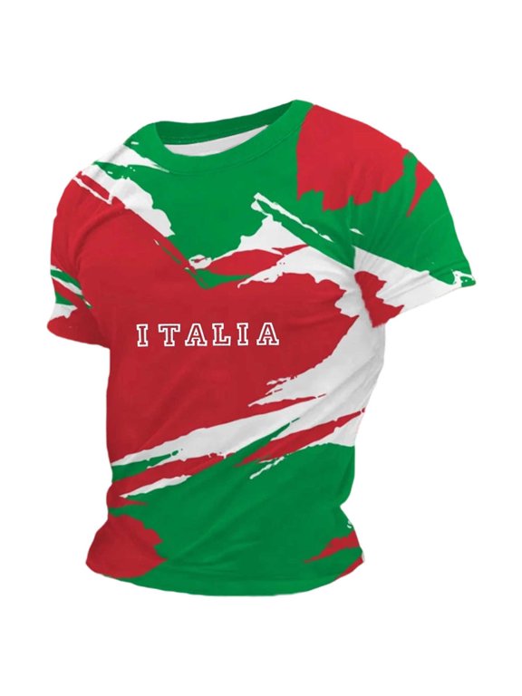 Men's Italian Style Short Sleeve T-Shirt Crew Neck Casual Tee Lightweight Breathable for Everyday Summer Spring Fall(Green/L)