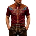 thumbnail image 1 of VeFlora Men's Oktoberfest Outfits, Short Sleeve Button Down Oktoberfest Shirts for Men, Casual Top for Oktoberfest, Party and Festival Wear(Brick Red4/XL), 1 of 4