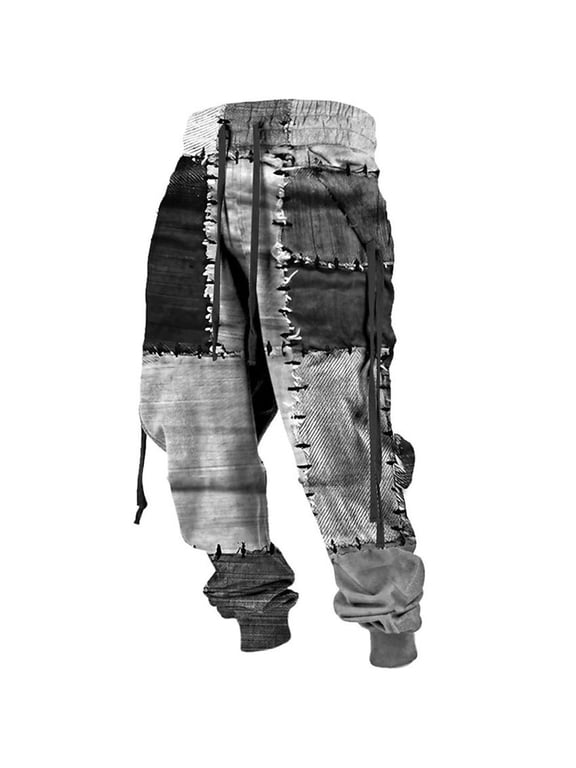 Mens Western Aztec Pants Vintage Drawstring Fall Sweatpants with Pocket Cool Graphic Baggy Jogger Pants(Grey1/XL)
