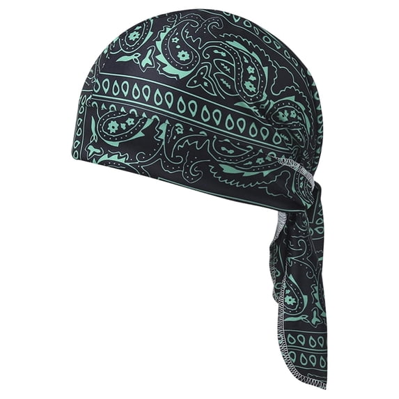 VeFlora Paisley Bandana Skull Cap, Breathable Sweat Wicking Quick Dry Do Rag, Stretchy Head Wrap for Cycling, Motorcycle, Hiking, Running and Outdoor Activities, Unisex(Green)