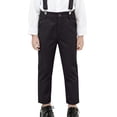 thumbnail image 1 of VeFlora School Uniform Dressy Pants for Boys, Straight Leg Dressy Overalls with Pockets for Teens, Dressy Pants For School Formal Occasions, Back to Shool Cloths(Black1/8-9 Years), 1 of 7