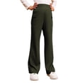 thumbnail image 1 of VeFlora School Uniform Dressy Pants for Girls, Flared Leg Dressy Bottoms with Pockets for Teens, Dressy Pants For School Formal Occasions, Back to Shool Cloths(Dark Green/9-10 Years), 1 of 7