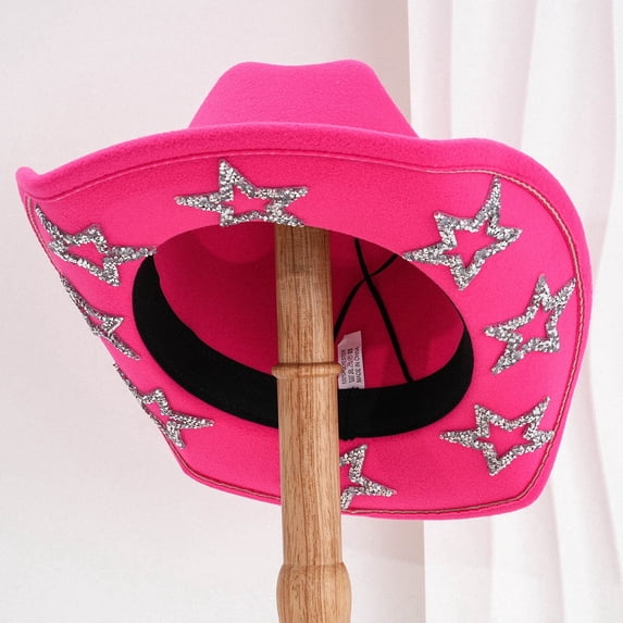 VeFlora Stylish Western Cowboy Hat Bohemian Fedora for Men and Women with Rhinestone for Casual and Event Wear Fashion Accessory