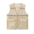 thumbnail image 1 of VeFlora Unisex Mesh Safety Vest, High Visibility Reflective Work Vest with Multiple Pockets, Breathable Lightweight Security Vest for Construction, Volunteers, Outdoor Activities(Khaki/XL), 1 of 2