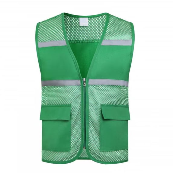 VeFlora Unisex Mesh Safety Vest, High Visibility Reflective Work Vest with Multiple Pockets, Breathable Lightweight Security Vest for Construction, Volunteers, Outdoor Activities(Green/L)