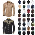thumbnail image 1 of VeFlora Western Shirts for Boy, Cowboy Long Sleeve 3D Print Country Shirts Casual Work Slim Fit Button Down Outfits(Khaki2/4-5 Years), 1 of 5