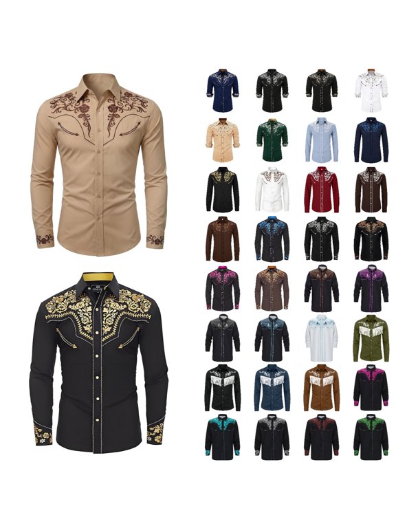 Western Shirts for Boy, Cowboy Long Sleeve 3D Print Country Shirts Casual Work Slim Fit Button Down Outfits(Khaki2/4-5 Years)