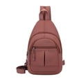 thumbnail image 1 of VeFlora Women & Men Multi-Pocket Sling Crossbody Bag, Adjustable Water-Resistant Chest Backpack, Lightweight Casual Purse for Work Travel Outdoor Daily Use(Brown/One Size), 1 of 2