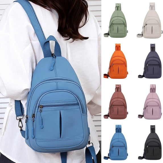 VeFlora Women & Men Multi-Pocket Sling Crossbody Bag, Adjustable Water-Resistant Chest Backpack, Lightweight Casual Purse for Work Travel Outdoor Daily Use(Blue/One Size)