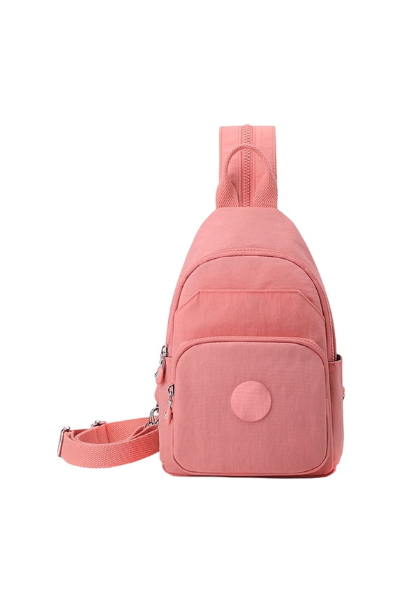 Women & Men Multi-Pocket Sling Crossbody Bag, Adjustable Water-Resistant Chest Backpack, Lightweight Casual Purse for Work Travel Outdoor Daily Use(Pink/One Size)